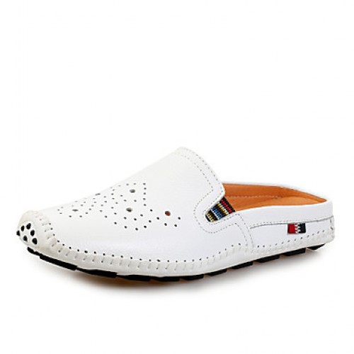 Men's Shoes Outdoor/Casual Leather Clogs & Mules Black/White/Orange  